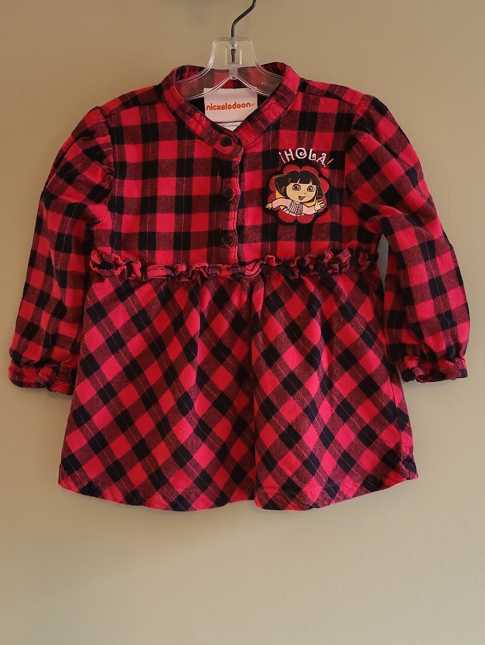 Nickelodeon Dora The Explorer red and black plaid dress